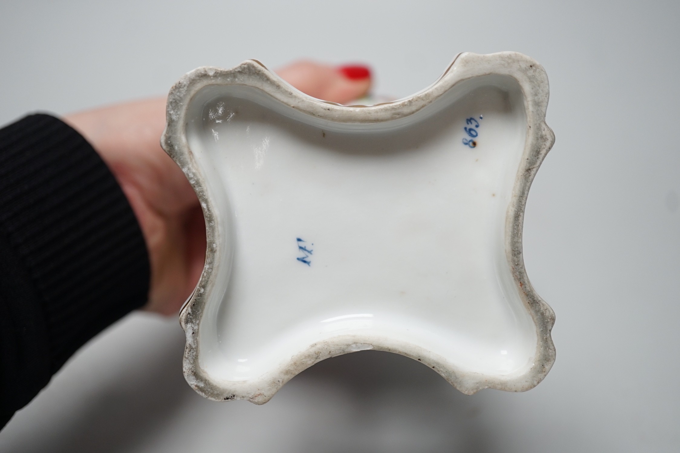 A 19th century Herend porcelain pastille burner and cover, date code for 1863, 17cm
